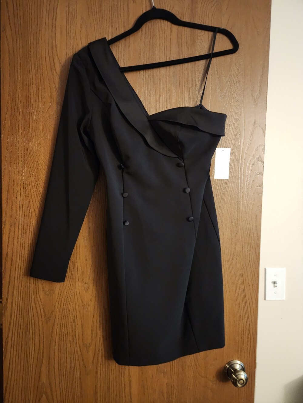 Aidan Mattox Black One-Shoulder Asymmetrical Cocktail Dress, Size 8, New